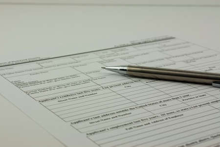 Close up of an application form to be completedの写真素材