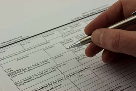 Close up of an application form to be completedの写真素材