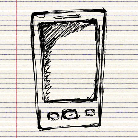 Rough hand drawn sketch of a mobile phoneのイラスト素材