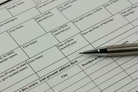Close up of an application form to be completedの写真素材