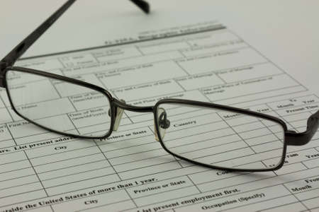 Close up of an application form to be completedの写真素材