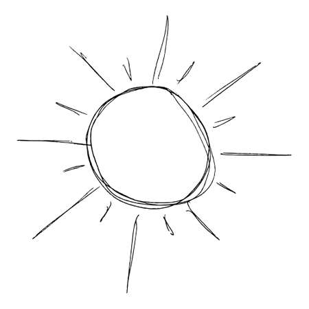 Hand drawn ilustration of the sun shiningのイラスト素材
