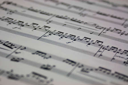 Close up of notes on sheet musicの写真素材