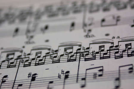 Close up of notes on sheet musicの写真素材