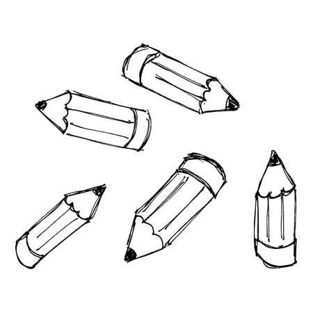 Set of hand drawn cartoon style pencilsのイラスト素材