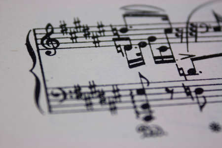 Close up of notes on sheet musicの写真素材