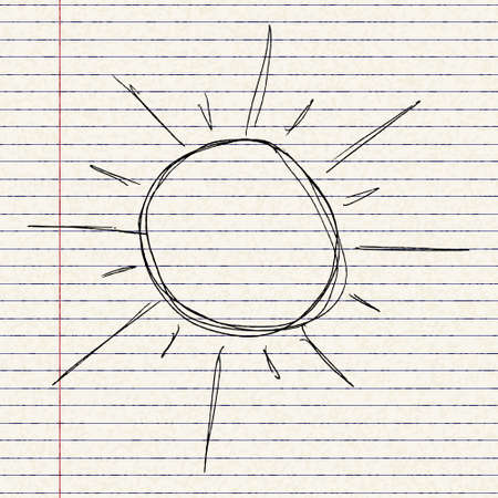 Hand drawn ilustration of the sun shiningのイラスト素材