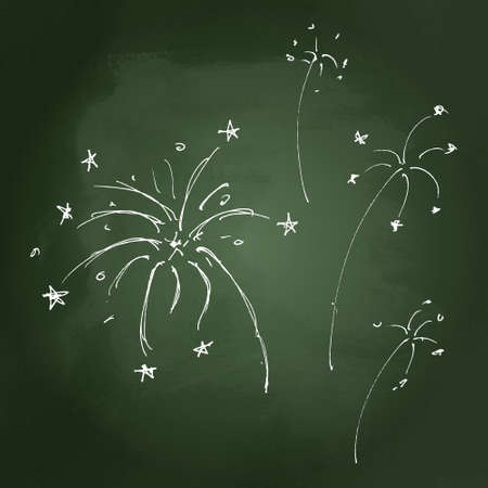 Set of hand drawn cartoon style fireworksのイラスト素材
