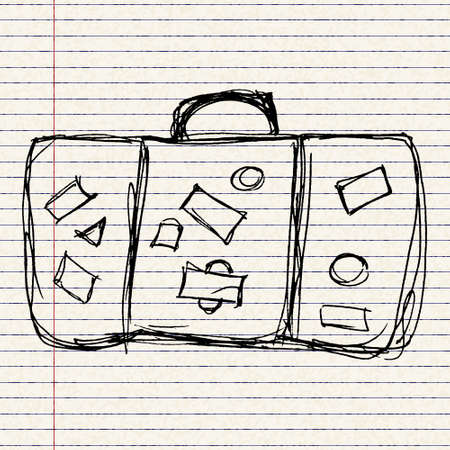 Hand drawn illustration of an old suitcaseのイラスト素材