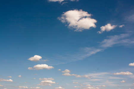 Smalll white clouds set against a blue sky