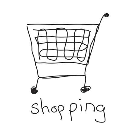Simple hand drawn doodle of a shopping trolleyのイラスト素材