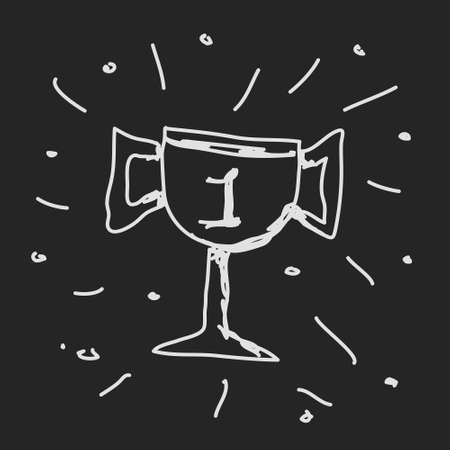 Simple hand drawn doodle of a trophyのイラスト素材