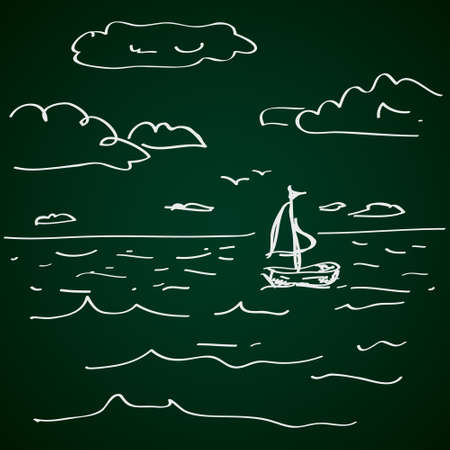 Simple hand drawn doodle of a sailboatのイラスト素材