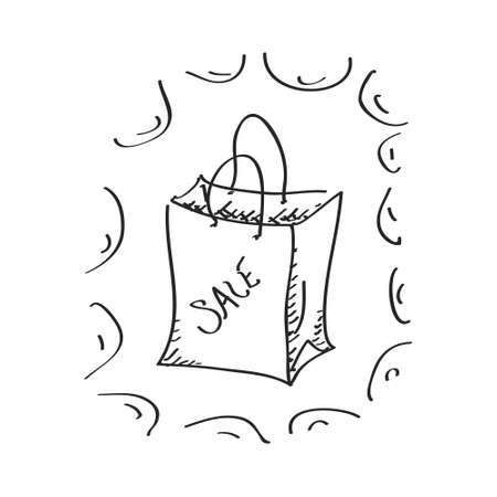 Simple hand drawn doodle of a sale bagのイラスト素材