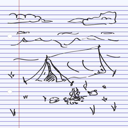 Simple hand drawn doodle of a tentのイラスト素材