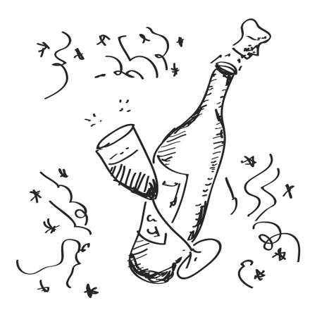 Simple hand drawn doodle of a champagne bottleのイラスト素材