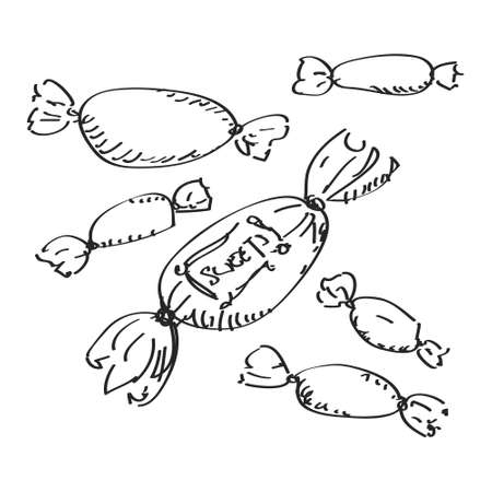 Simple hand drawn doodle of some sweetsのイラスト素材