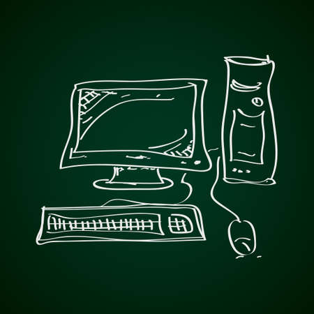 Simple hand drawn doodle of a computerのイラスト素材