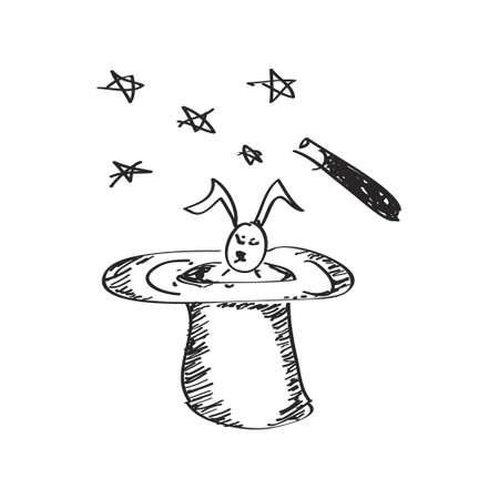 Simple hand drawn doodle of a magic hatのイラスト素材