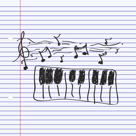 Simple hand drawn doodle of a pianoのイラスト素材