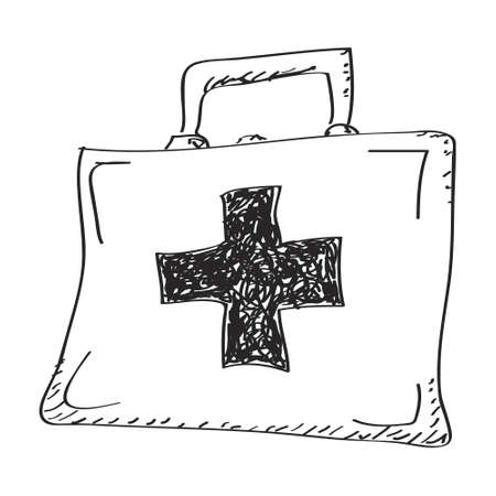 Simple hand drawn doodle of a first aid boxのイラスト素材