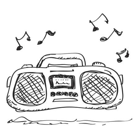 Simple hand drawn doodle of a stereoのイラスト素材