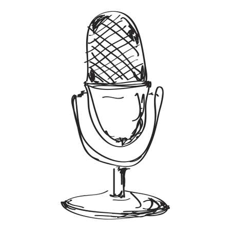 Simple hand drawn doodle of a microphoneのイラスト素材