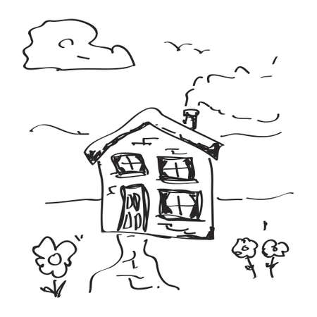 Simple hand drawn doodle of a houseのイラスト素材