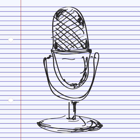 Simple hand drawn doodle of a microphoneのイラスト素材