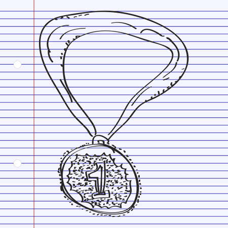 Simple hand drawn doodle of a medalのイラスト素材