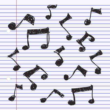 Simple hand drawn doodle of some music notesのイラスト素材