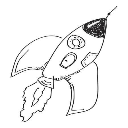 Simple hand drawn doodle of a rocketのイラスト素材