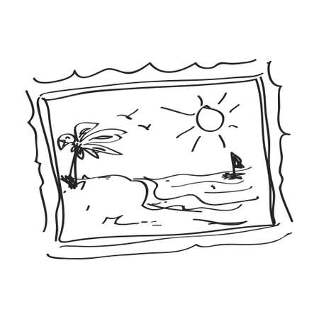 Simple hand drawn doodle of a pictureのイラスト素材