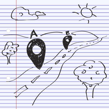 Simple hand drawn doodle of a locationのイラスト素材