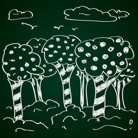 Simple hand drawn doodle of some treesのイラスト素材