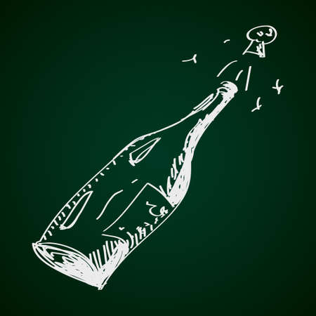 Simple hand drawn doodle of a champagne bottleのイラスト素材