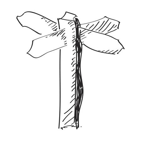 Simple hand drawn doodle of a signpostのイラスト素材