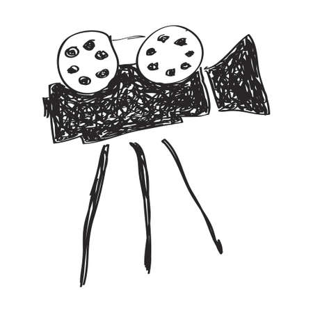 Simple hand drawn doodle of a film cameraのイラスト素材