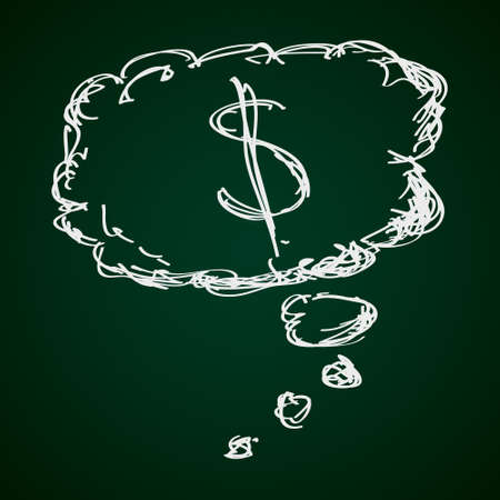 Simple hand drawn doodle of a money thoughtのイラスト素材