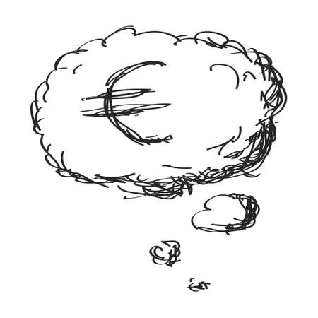 Simple hand drawn doodle of a money thoughtのイラスト素材
