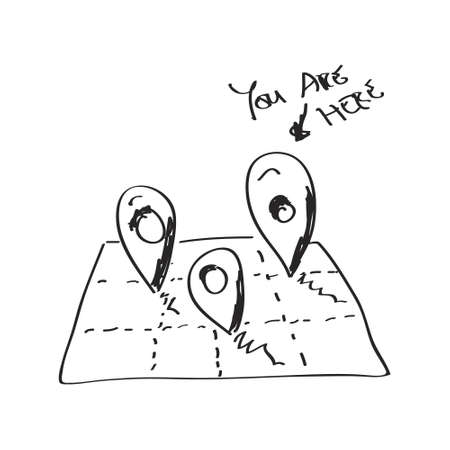 Simple hand drawn doodle of a location mapのイラスト素材