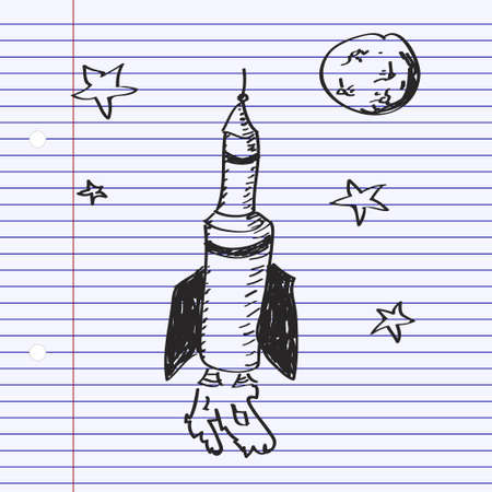 Simple hand drawn doodle of a space rocketのイラスト素材