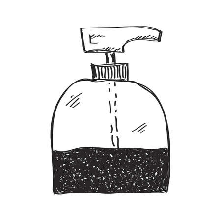 Simple hand drawn doodle of a soap dispencerのイラスト素材