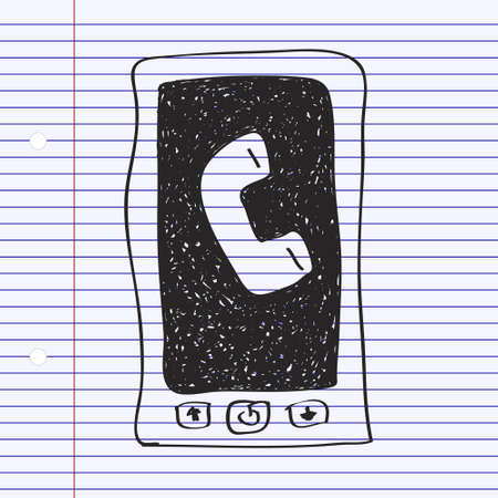 Simple hand drawn doodle of a mobile phoneのイラスト素材