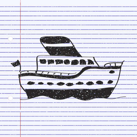 Simple hand drawn doodle of a shipのイラスト素材