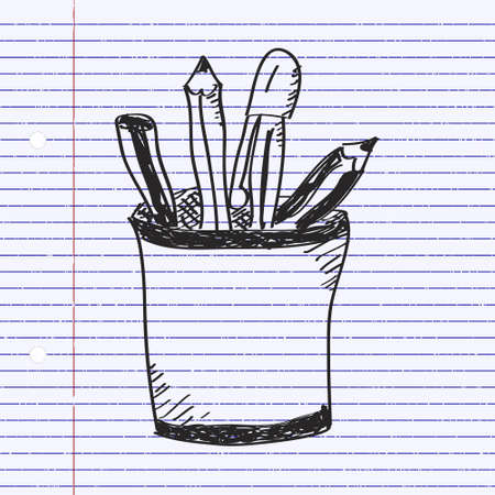Simple hand drawn doodle of a pencil potのイラスト素材