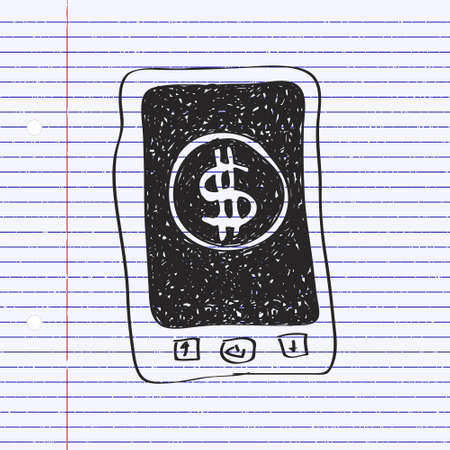 Simple hand drawn doodle of mobile paymentsのイラスト素材