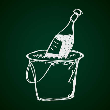 Simple hand drawn doodle of champagne in a bucketのイラスト素材