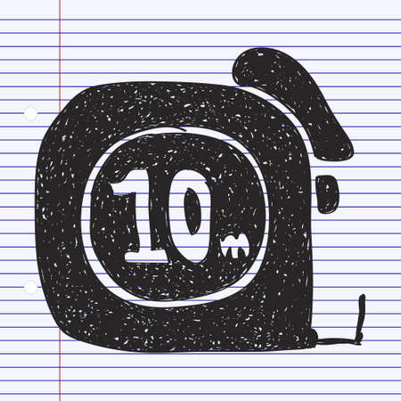 Simple hand drawn doodle of a tape measureのイラスト素材
