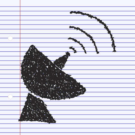 Simple hand drawn doodle of a satalite dishのイラスト素材